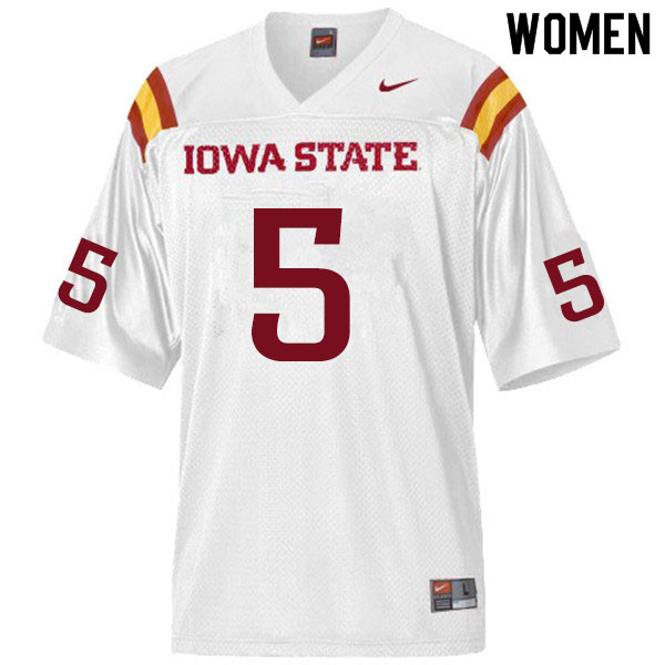 Women #5 John Kolar Iowa State Cyclones College Football Jerseys Sale-White